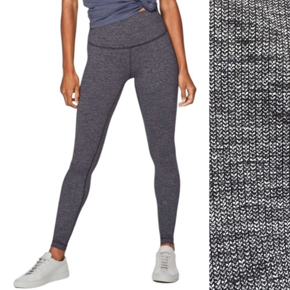 lululemon athletica Pants - Lululemon Wunder Under Hi-Rise Tight 28” Luon Variegated Knit Heathered Black 4